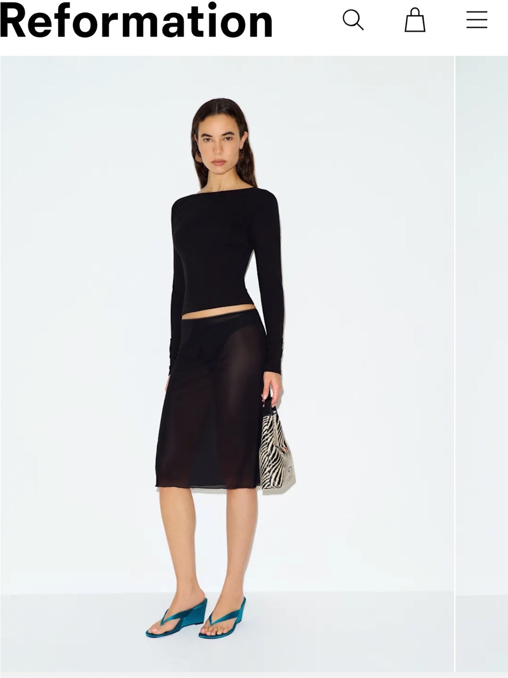 Reformation Black Dorit Long Sleeve Knit Top Small - Picture 2 of 3